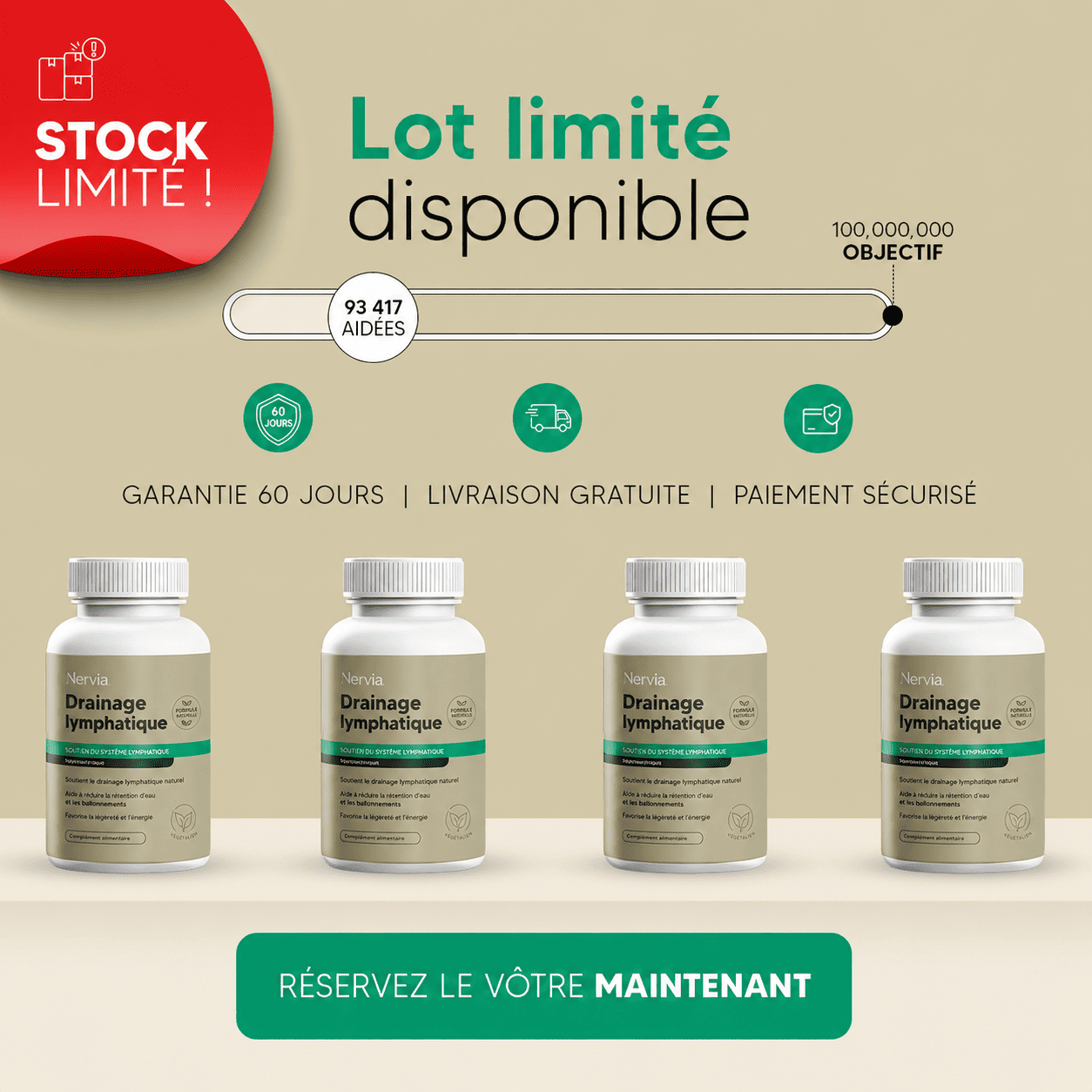 Nervia™ - Gélules de Drainage Lymphatique · Transformation totale en 60 jours