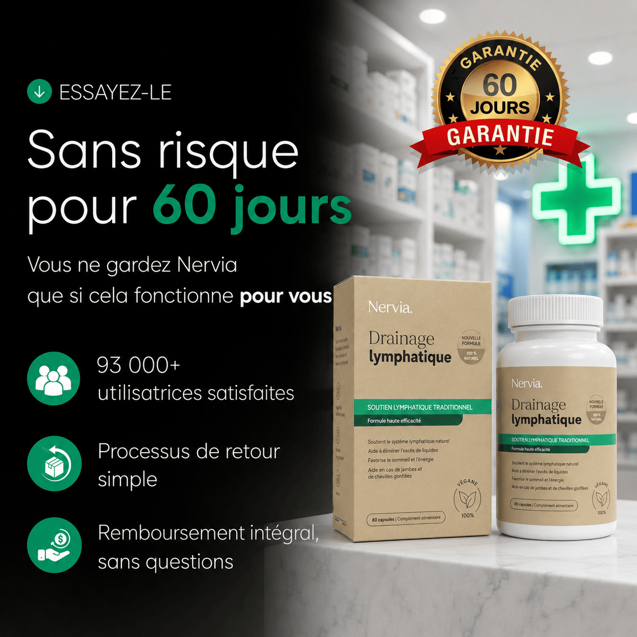 Nervia™ - Gélules de Drainage Lymphatique · Transformation totale en 60 jours